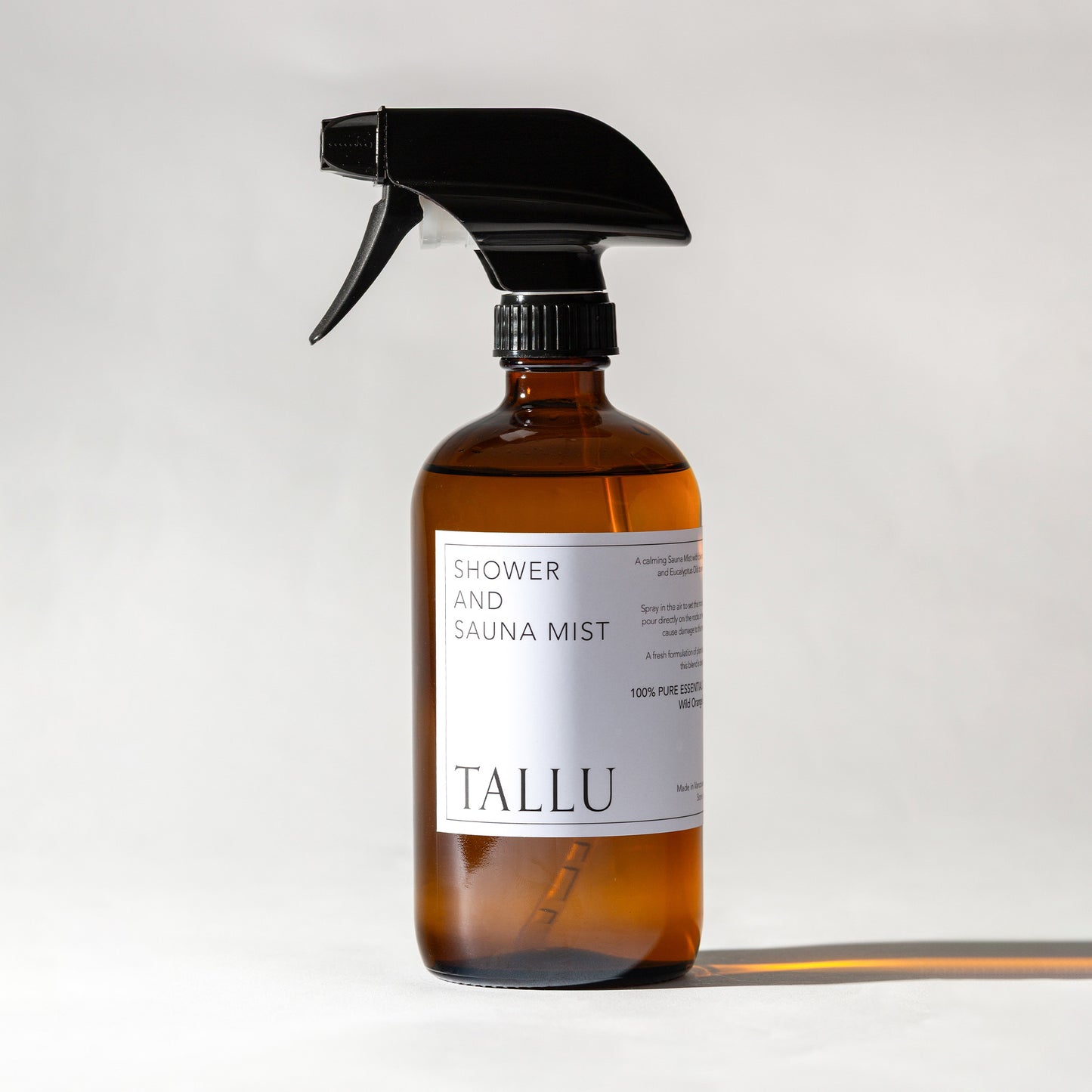 Tallu Eucalyptus Shower & Sauna Mist, a refreshing blend for a spa-like experience.