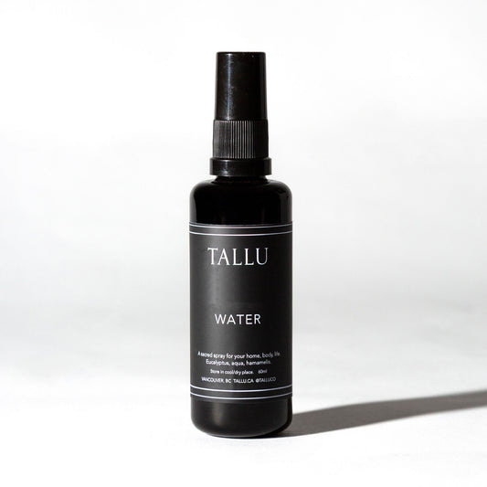 Tallu Water Room Spray, a fresh, non-toxic mist for a clean home ambiance.